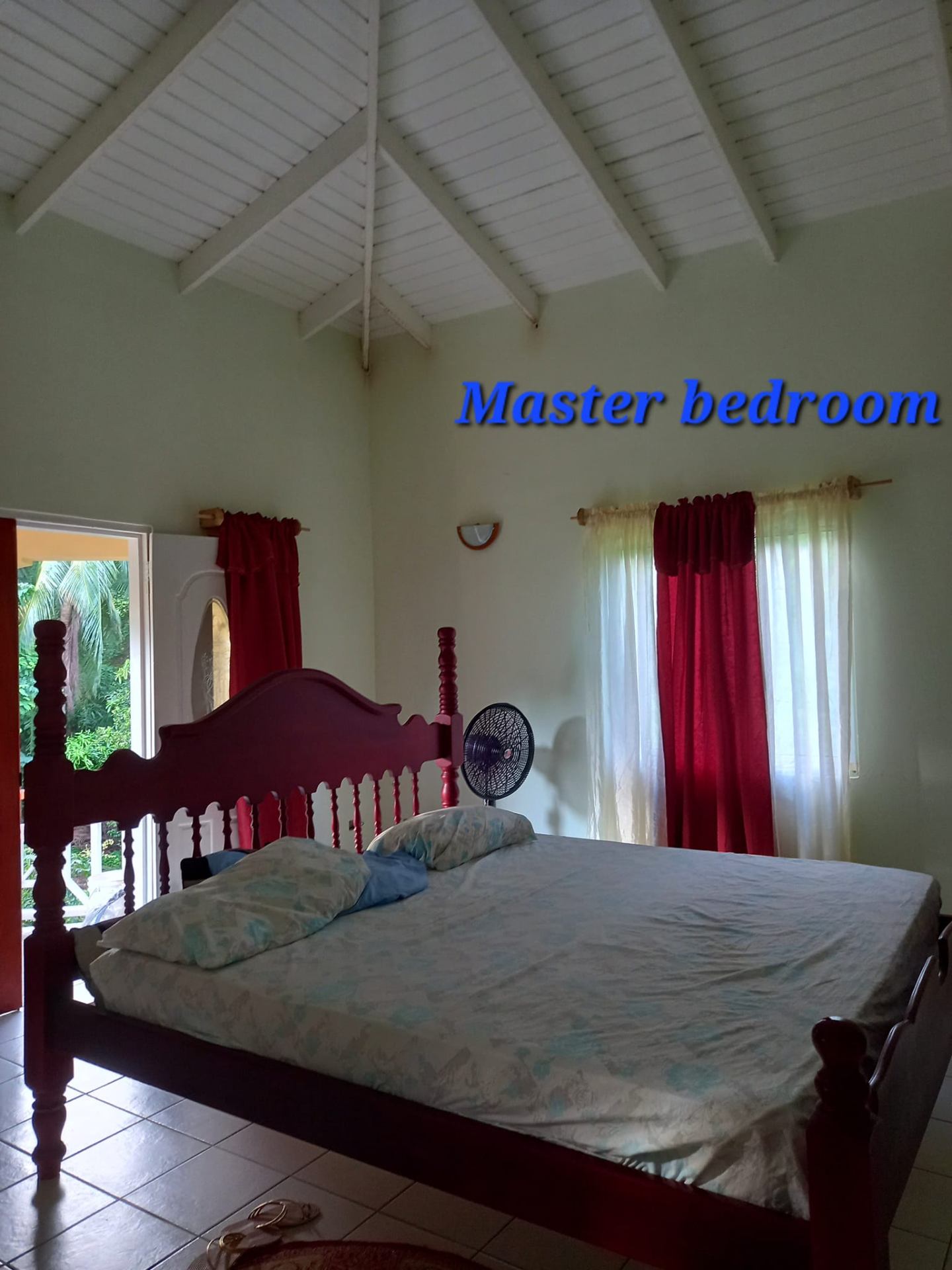 Master bedroom with vaulted ceiling