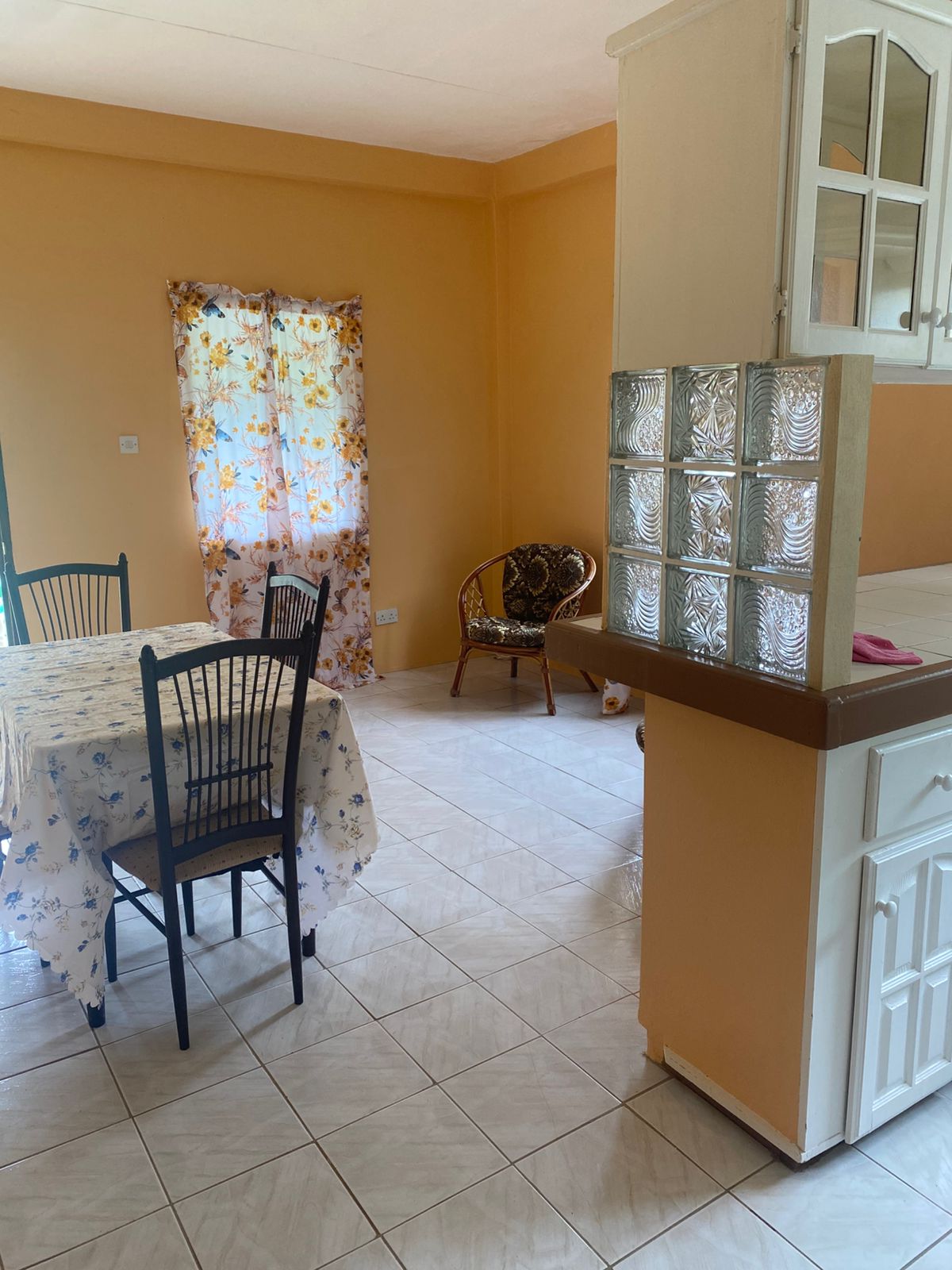 Dining space with table and chairs