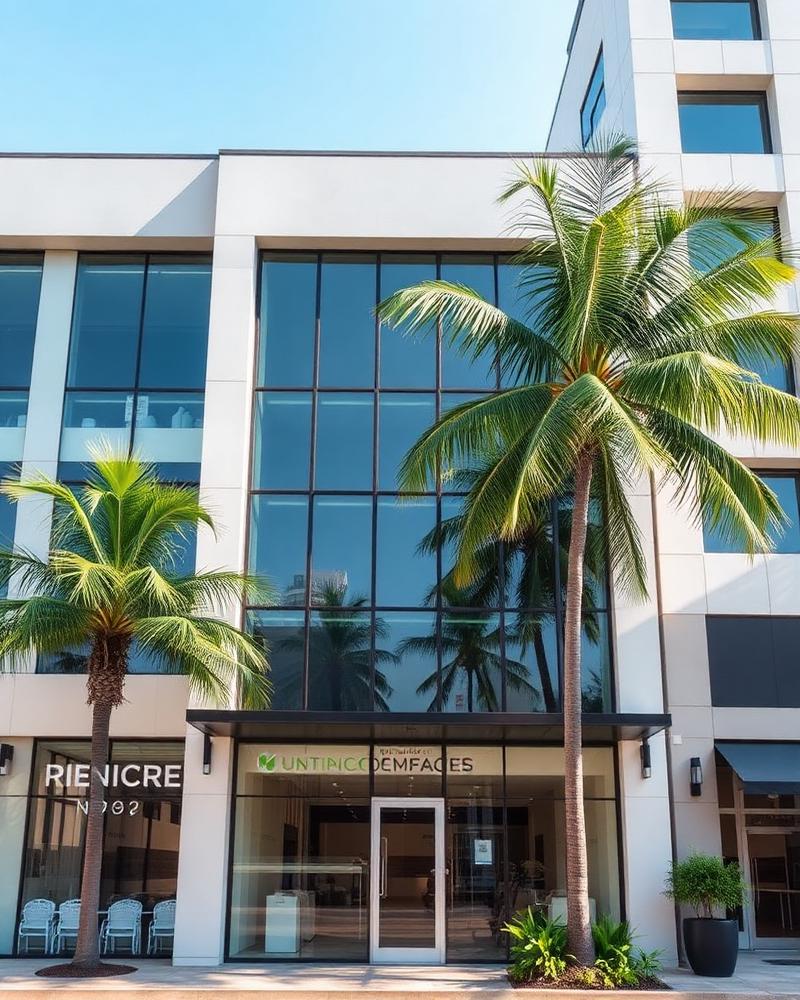 Contemporary commercial building with glass facade