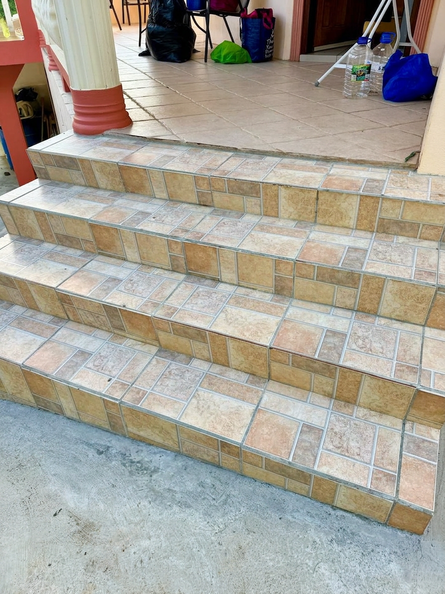 Front steps leading to the apartment's covered veranda