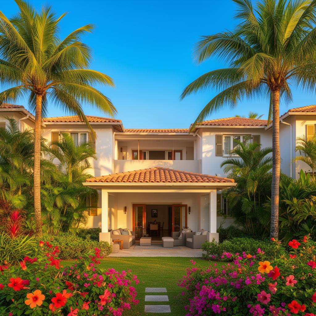 Attractive furnished apartment exterior in Tempe, St. George with tropical landscaping